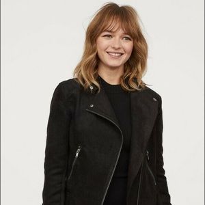 Women’s H&M Black Faux Suede Biker Jacket - New
